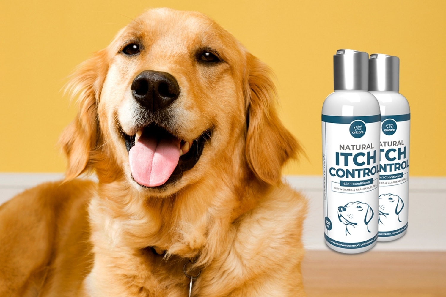 Natural Itch Control Conditioner avec un chien